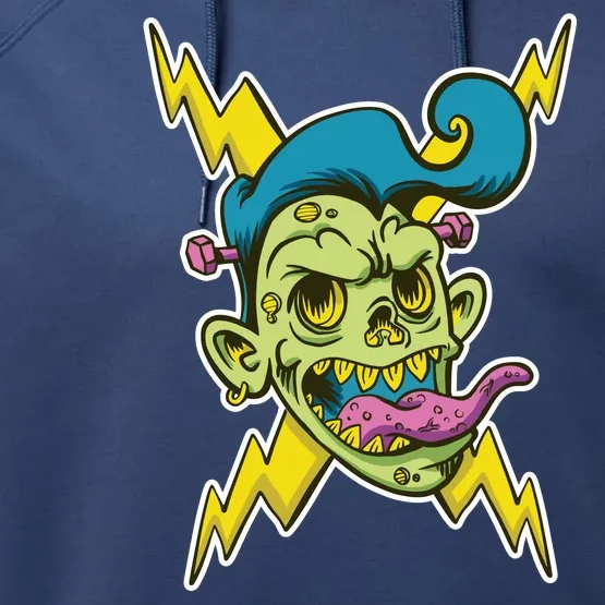 Electric Zombie Head Performance Fleece Hoodie