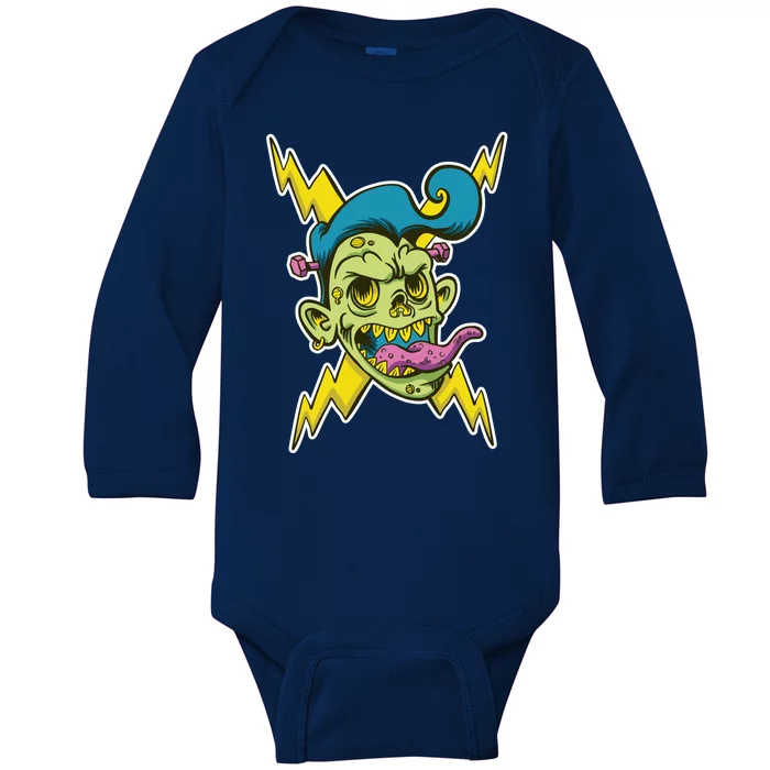 Electric Zombie Head Baby Long Sleeve Bodysuit