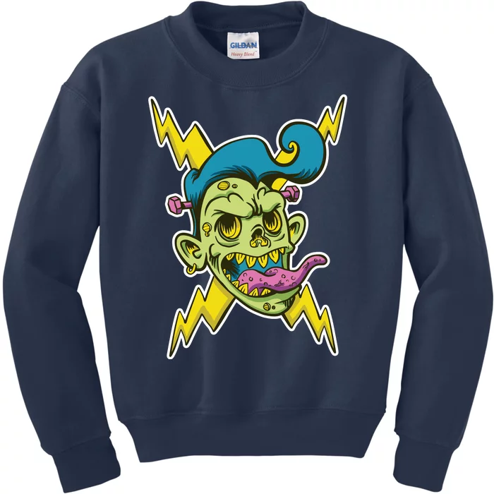 Electric Zombie Head Kids Sweatshirt