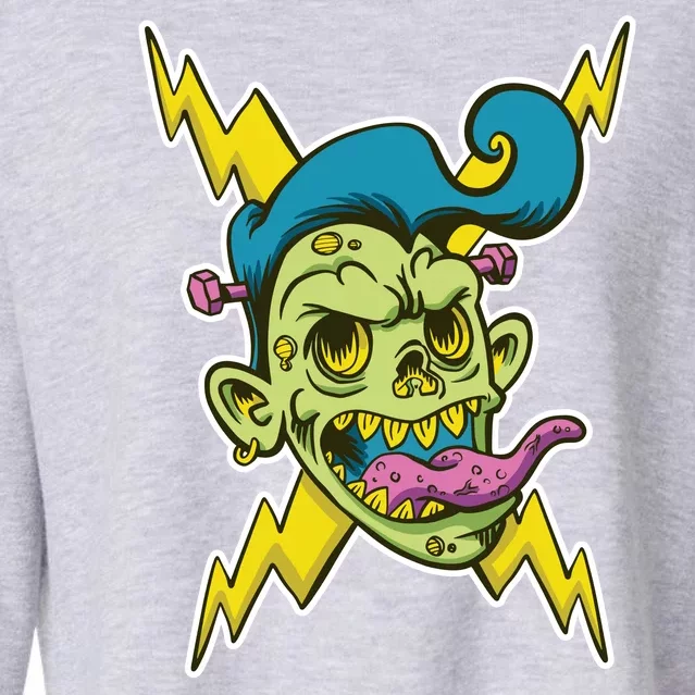 Electric Zombie Head Cropped Pullover Crew