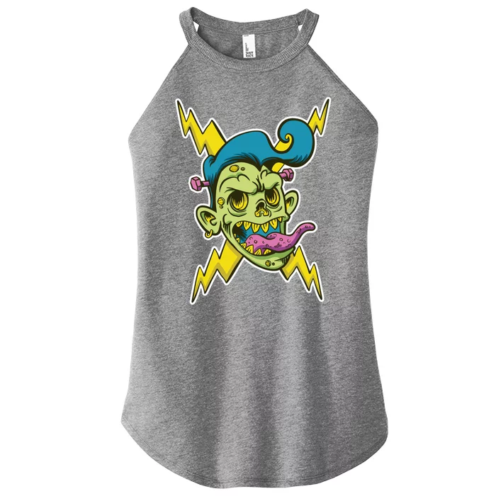 Electric Zombie Head Women’s Perfect Tri Rocker Tank