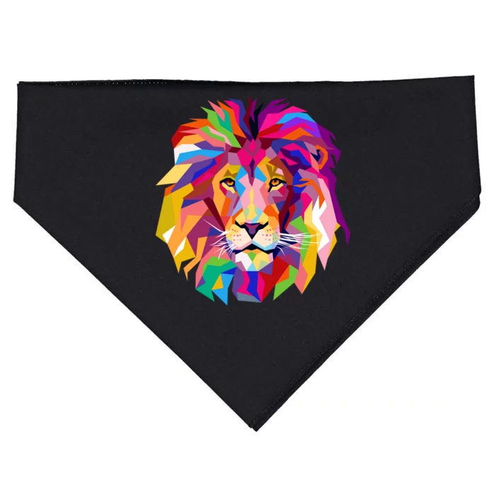 Elegant Colorful Cool Lion Head USA-Made Doggie Bandana