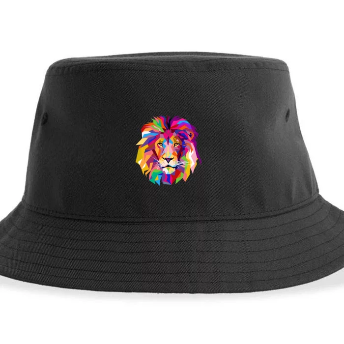 Elegant Colorful Cool Lion Head Sustainable Bucket Hat