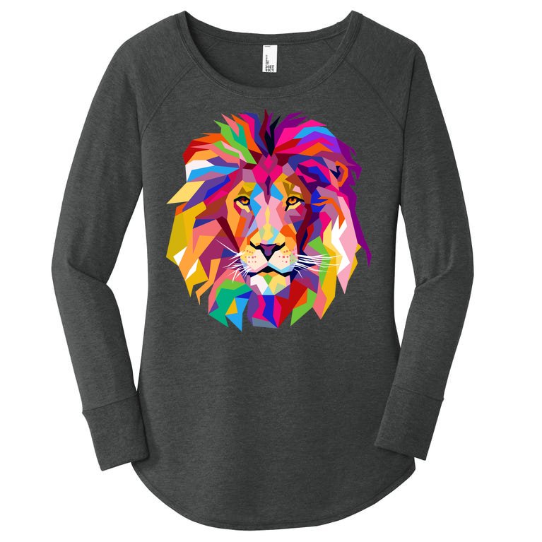 Elegant Colorful Cool Lion Head Women’s Perfect Tri Tunic Long Sleeve Shirt