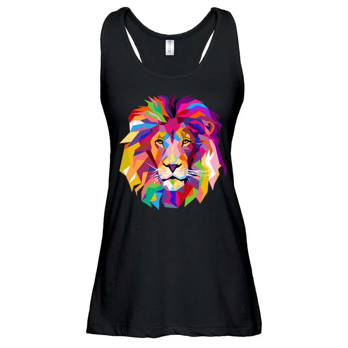 Elegant Colorful Cool Lion Head Ladies Essential Flowy Tank