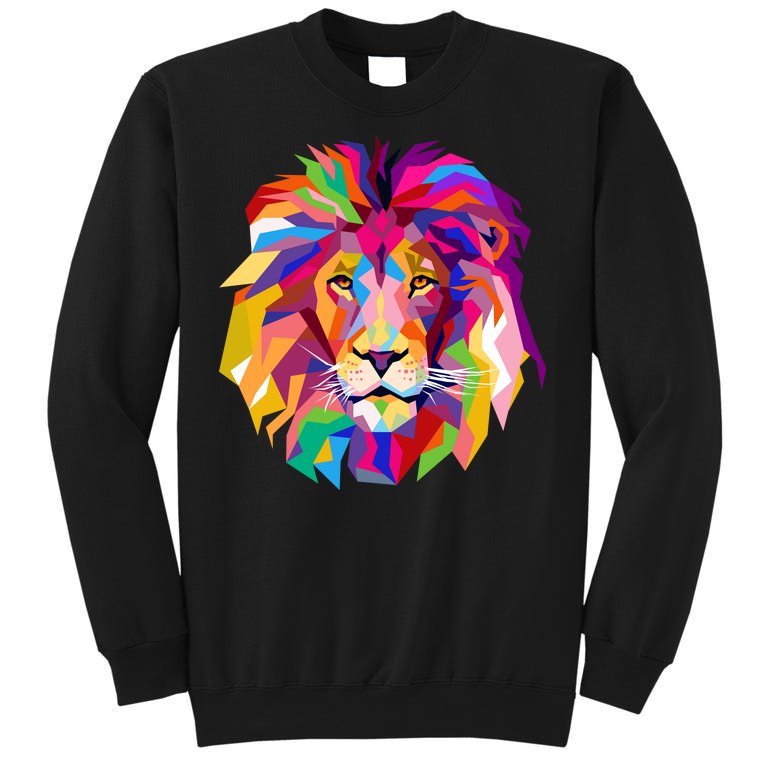 Elegant Colorful Cool Lion Head Tall Sweatshirt