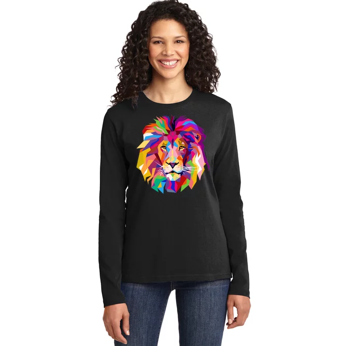 Elegant Colorful Cool Lion Head Ladies Long Sleeve Shirt