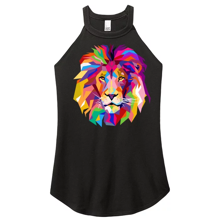 Elegant Colorful Cool Lion Head Women’s Perfect Tri Rocker Tank