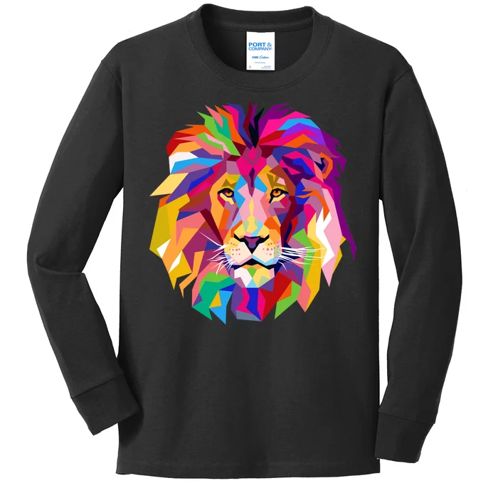 Elegant Colorful Cool Lion Head Kids Long Sleeve Shirt