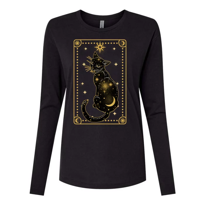 Elegant Galaxy Tarot Card Cat Womens Cotton Relaxed Long Sleeve T-Shirt