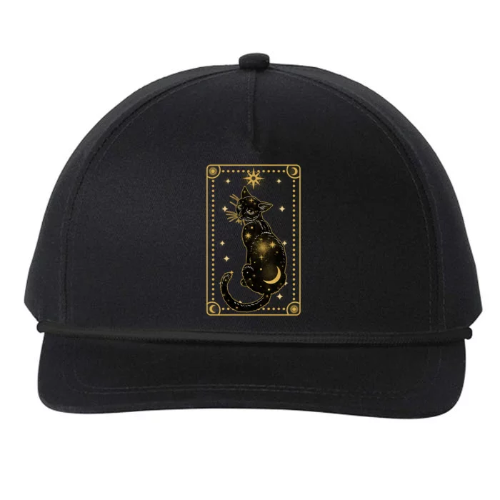 Elegant Galaxy Tarot Card Cat Snapback Five-Panel Rope Hat