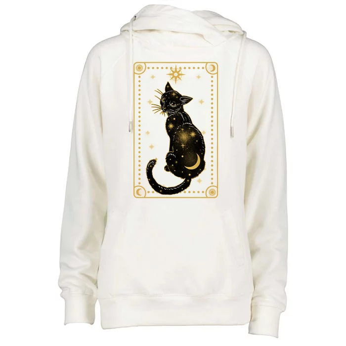 Elegant Galaxy Tarot Card Cat Womens Funnel Neck Pullover Hood