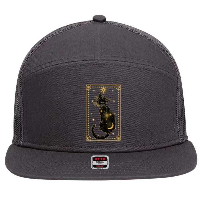 Elegant Galaxy Tarot Card Cat 7 Panel Mesh Trucker Snapback Hat