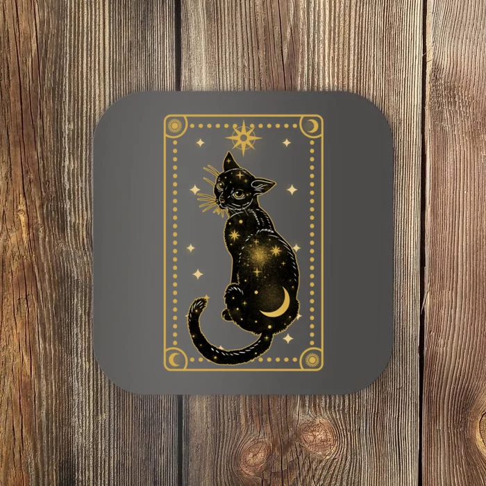 Elegant Galaxy Tarot Card Cat Coaster