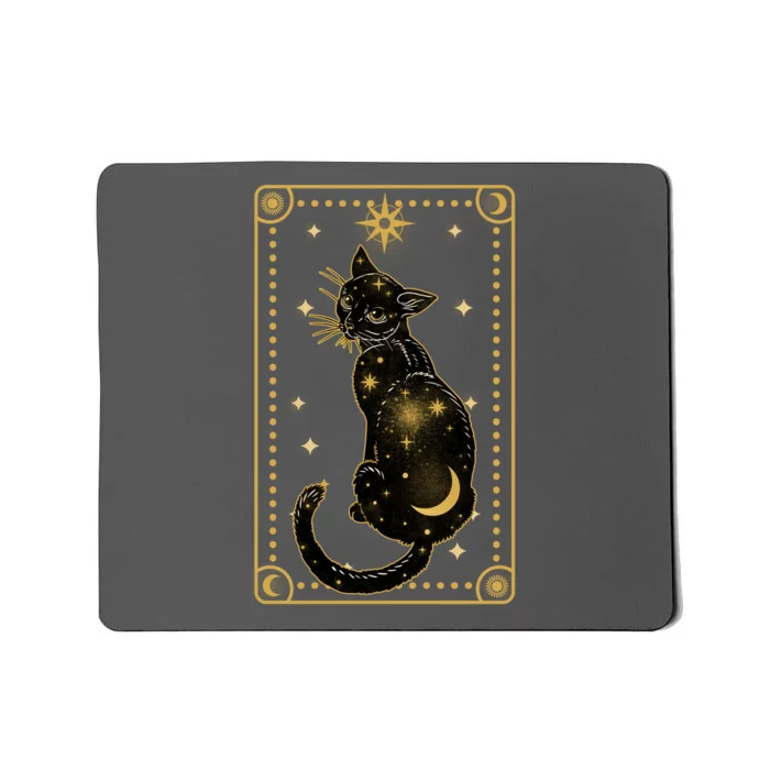 Elegant Galaxy Tarot Card Cat Mousepad