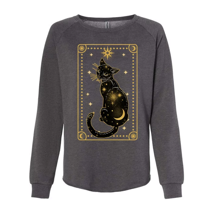 Elegant Galaxy Tarot Card Cat Womens California Wash Sweatshirt