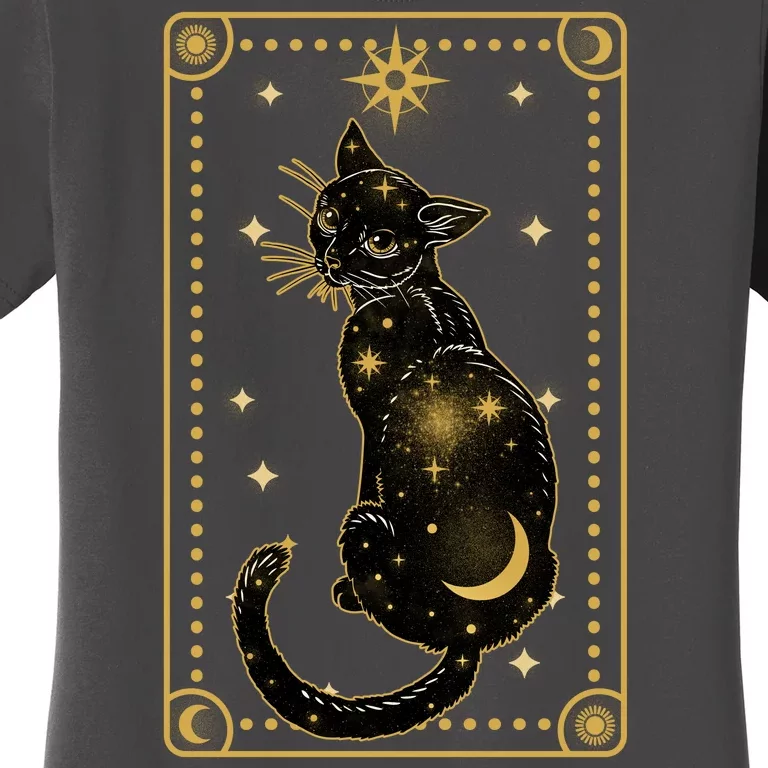 Elegant Galaxy Tarot Card Cat Women's T-Shirt