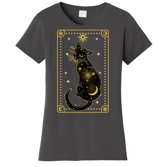 Elegant Galaxy Tarot Card Cat Women's T-Shirt