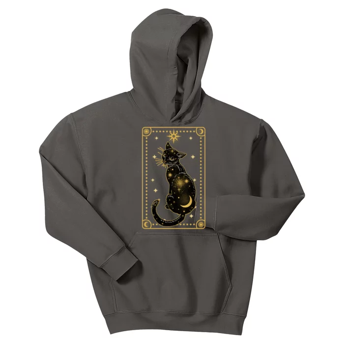 Elegant Galaxy Tarot Card Cat Kids Hoodie