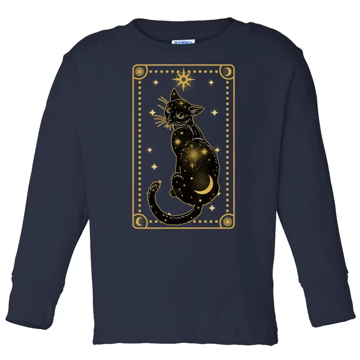 Elegant Galaxy Tarot Card Cat Toddler Long Sleeve Shirt