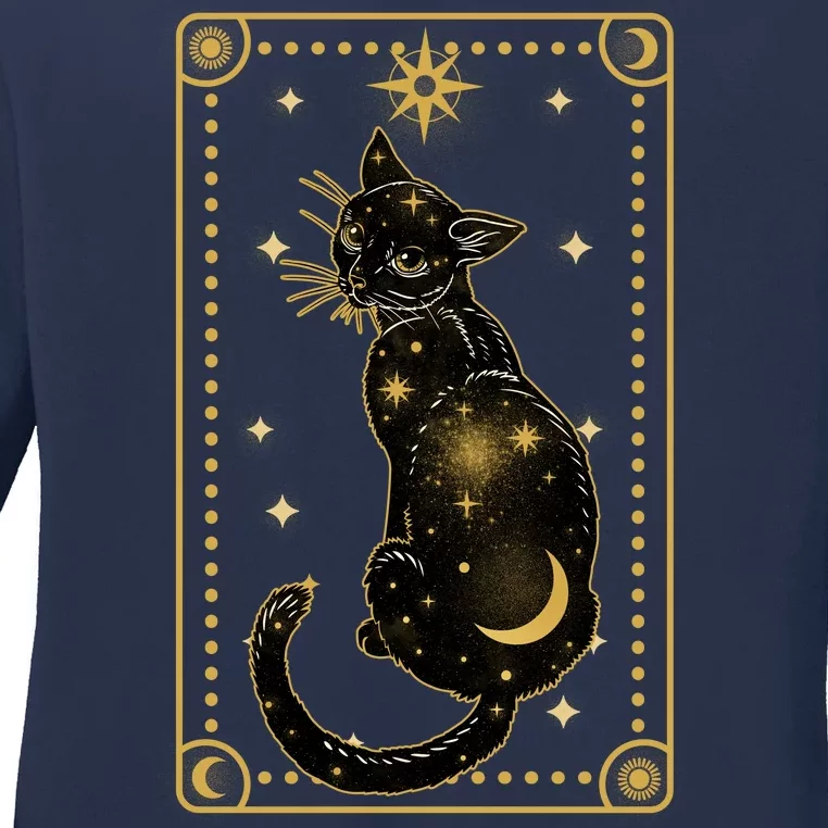 Elegant Galaxy Tarot Card Cat Ladies Long Sleeve Shirt