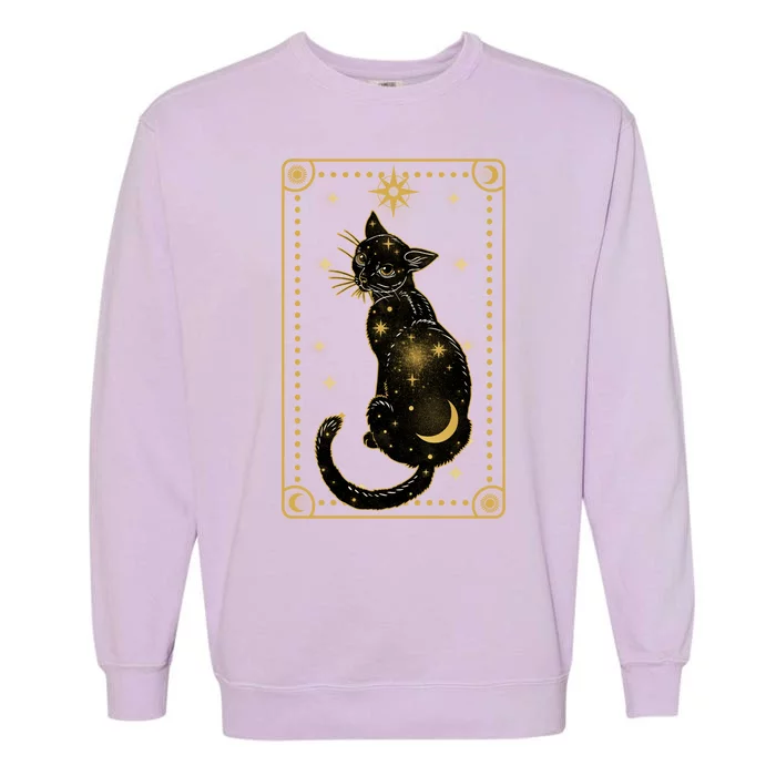 Elegant Galaxy Tarot Card Cat Garment-Dyed Sweatshirt