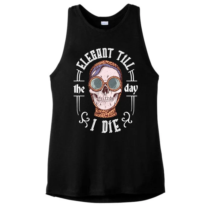 Elegant Till The Day I Die Skull Ladies Tri-Blend Wicking Tank