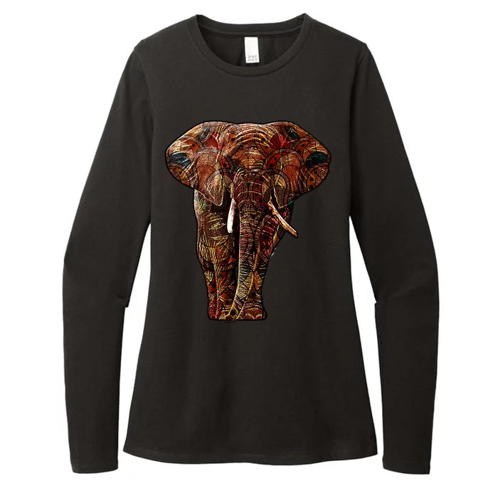 Elephant African Pattern Womens CVC Long Sleeve Shirt