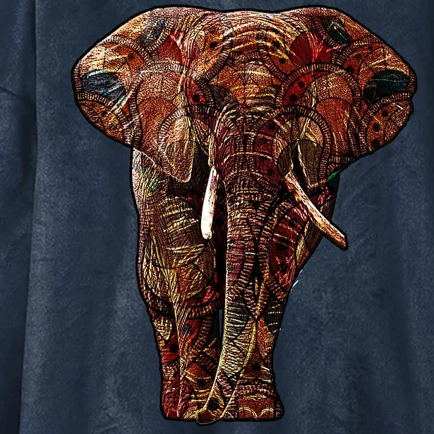 Elephant African Pattern Hooded Wearable Blanket