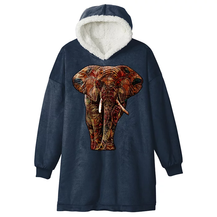 Elephant African Pattern Hooded Wearable Blanket