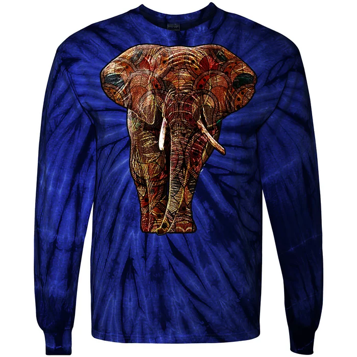 Elephant African Pattern Tie-Dye Long Sleeve Shirt