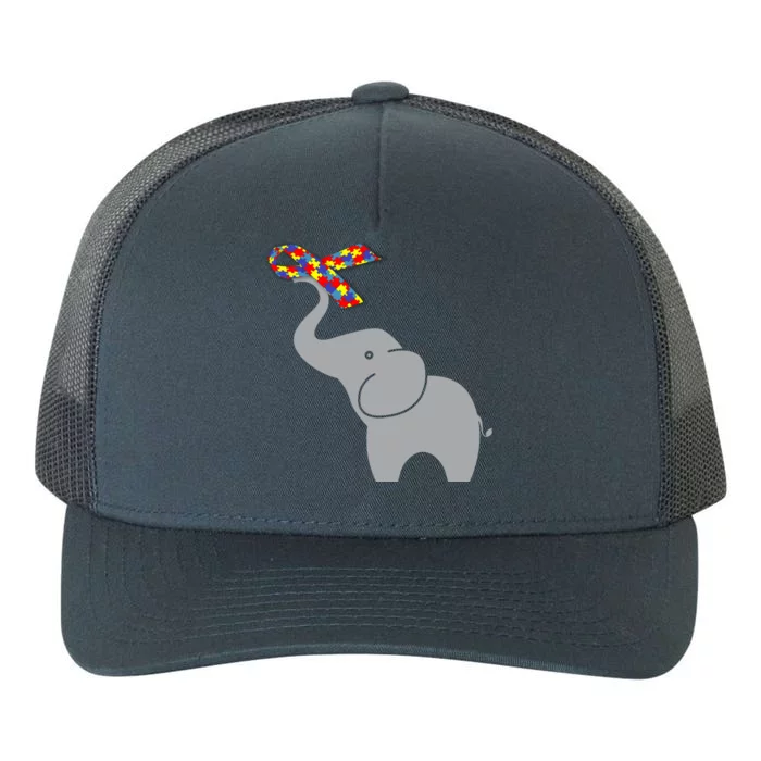 Elephant Autism Awareness Ribbon Yupoong Adult 5-Panel Trucker Hat