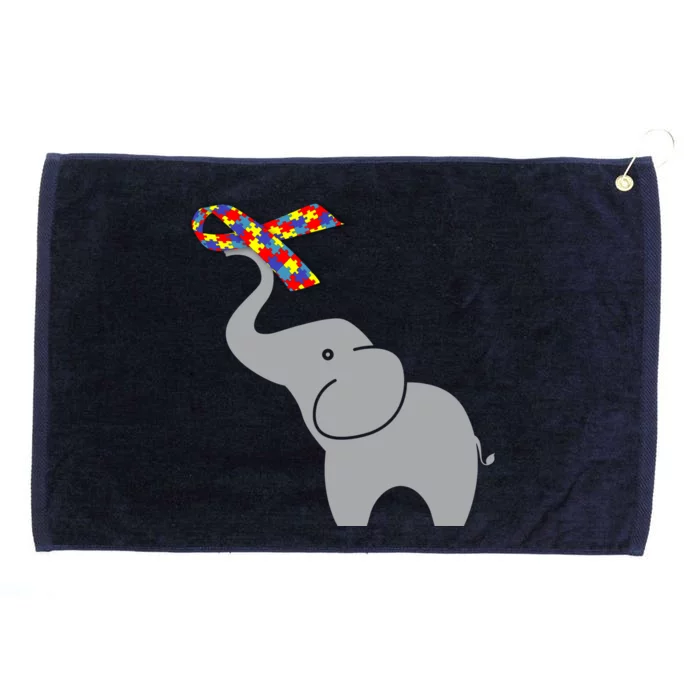 Elephant Autism Awareness Ribbon Grommeted Golf Towel