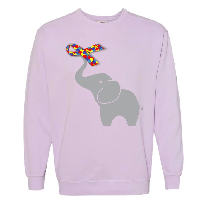 Elephant Autism Awareness Ribbon Garment-Dyed Sweatshirt