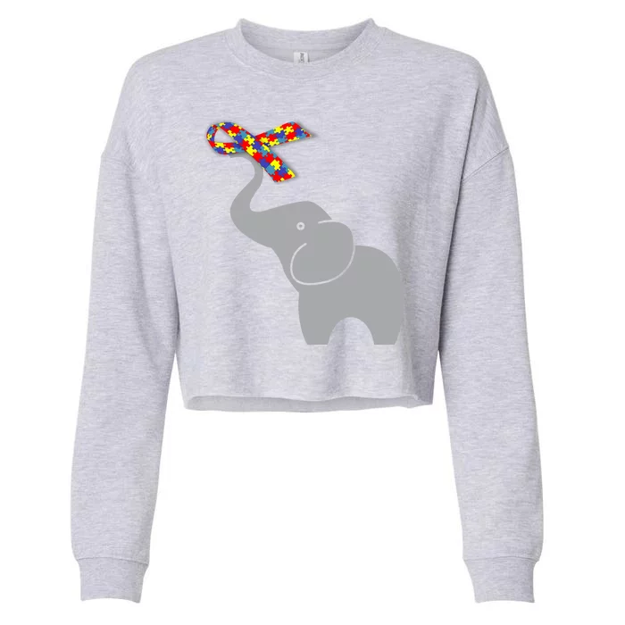 Elephant Autism Awareness Ribbon Cropped Pullover Crew