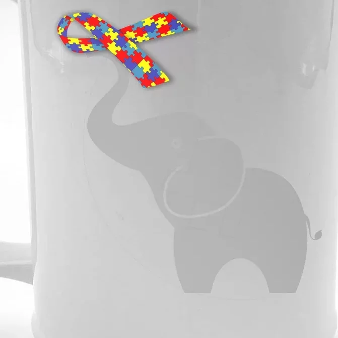 Elephant Autism Awareness Ribbon Front & Back Beer Stein