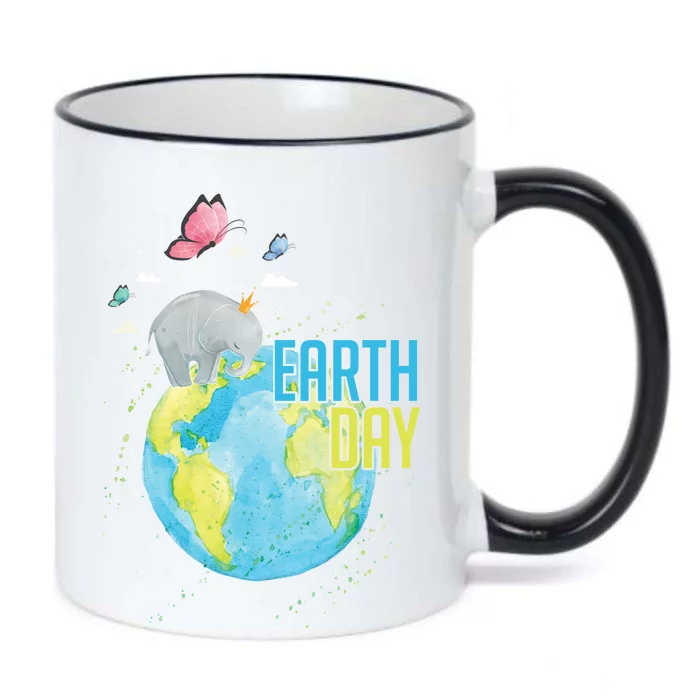 Elephant Earth Day Black Color Changing Mug