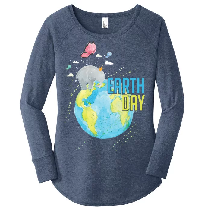 Elephant Earth Day Women's Perfect Tri Tunic Long Sleeve Shirt