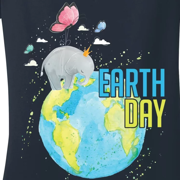 Elephant Earth Day Women's V-Neck T-Shirt