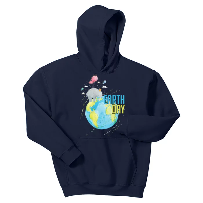 Elephant Earth Day Kids Hoodie