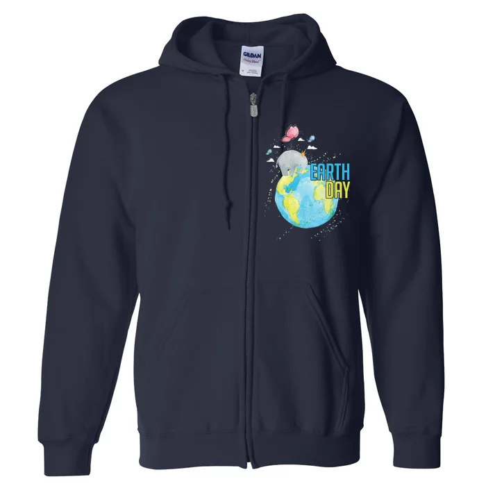 Elephant Earth Day Full Zip Hoodie