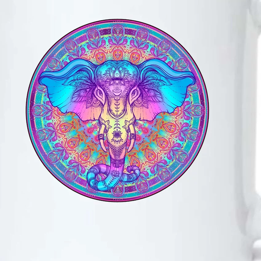 Elephant Mandala Pastel Rainbow Black Color Changing Mug