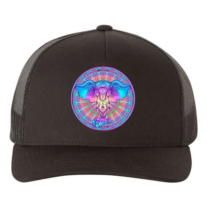 Elephant Mandala Pastel Rainbow Yupoong Adult 5-Panel Trucker Hat