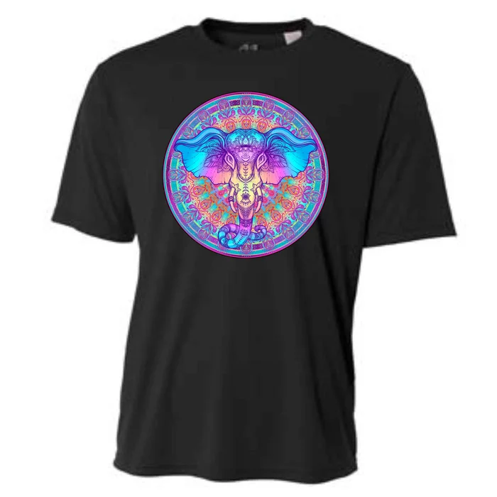 Elephant Mandala Pastel Rainbow Cooling Performance Crew T-Shirt