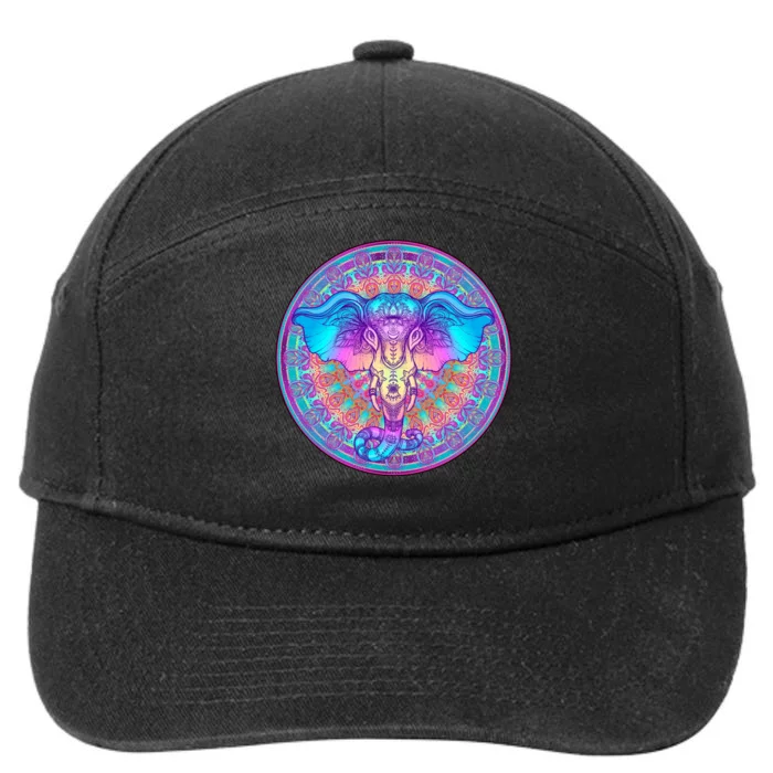 Elephant Mandala Pastel Rainbow 7-Panel Snapback Hat