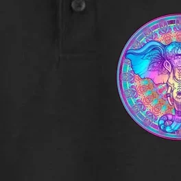 Elephant Mandala Pastel Rainbow Dry Zone Grid Performance Polo