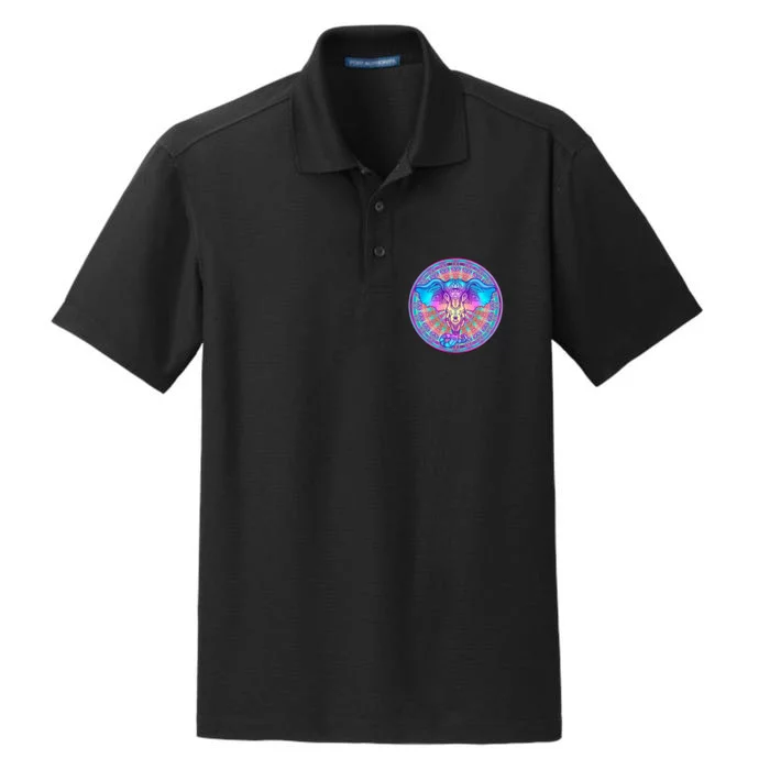 Elephant Mandala Pastel Rainbow Dry Zone Grid Performance Polo