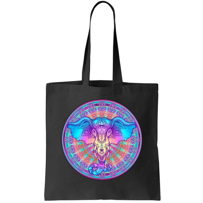 Elephant Mandala Pastel Rainbow Tote Bag