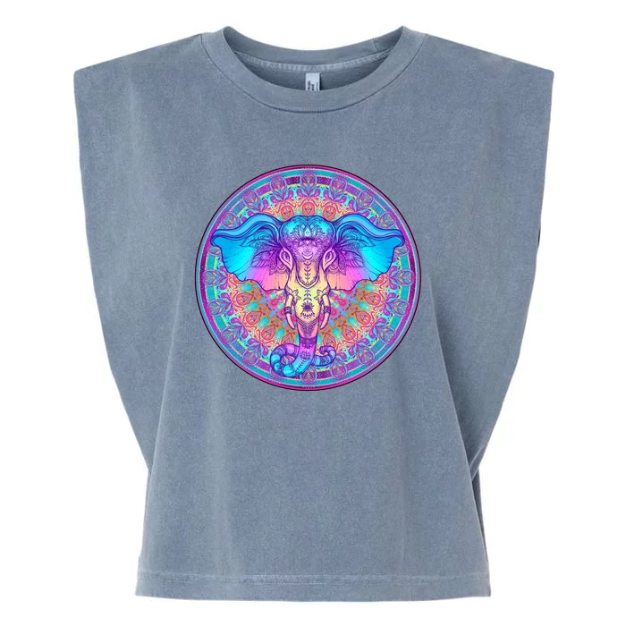 Elephant Mandala Pastel Rainbow Garment-Dyed Women's Muscle Tee