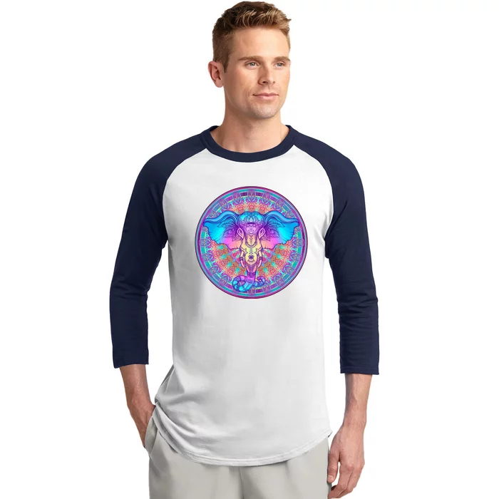 Elephant Mandala Pastel Rainbow Baseball Sleeve Shirt